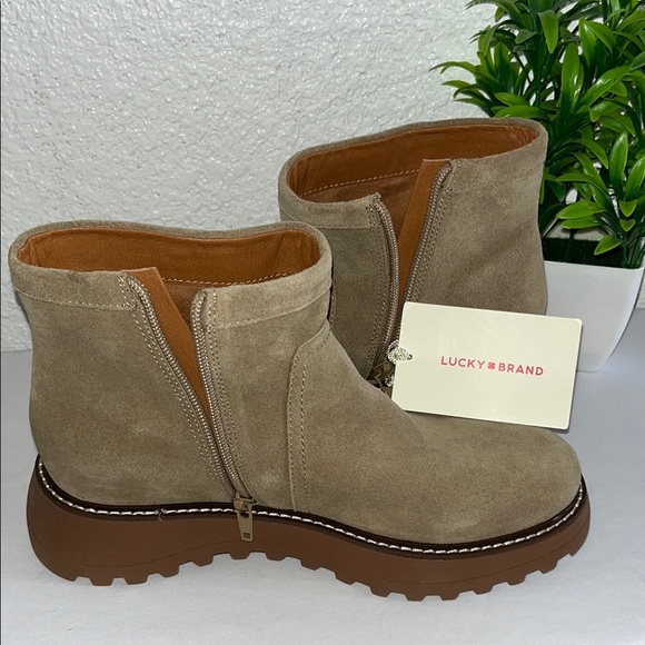 Lucky Brand Tan Ankle Booties with Side Zipper - Picture 7 of 12